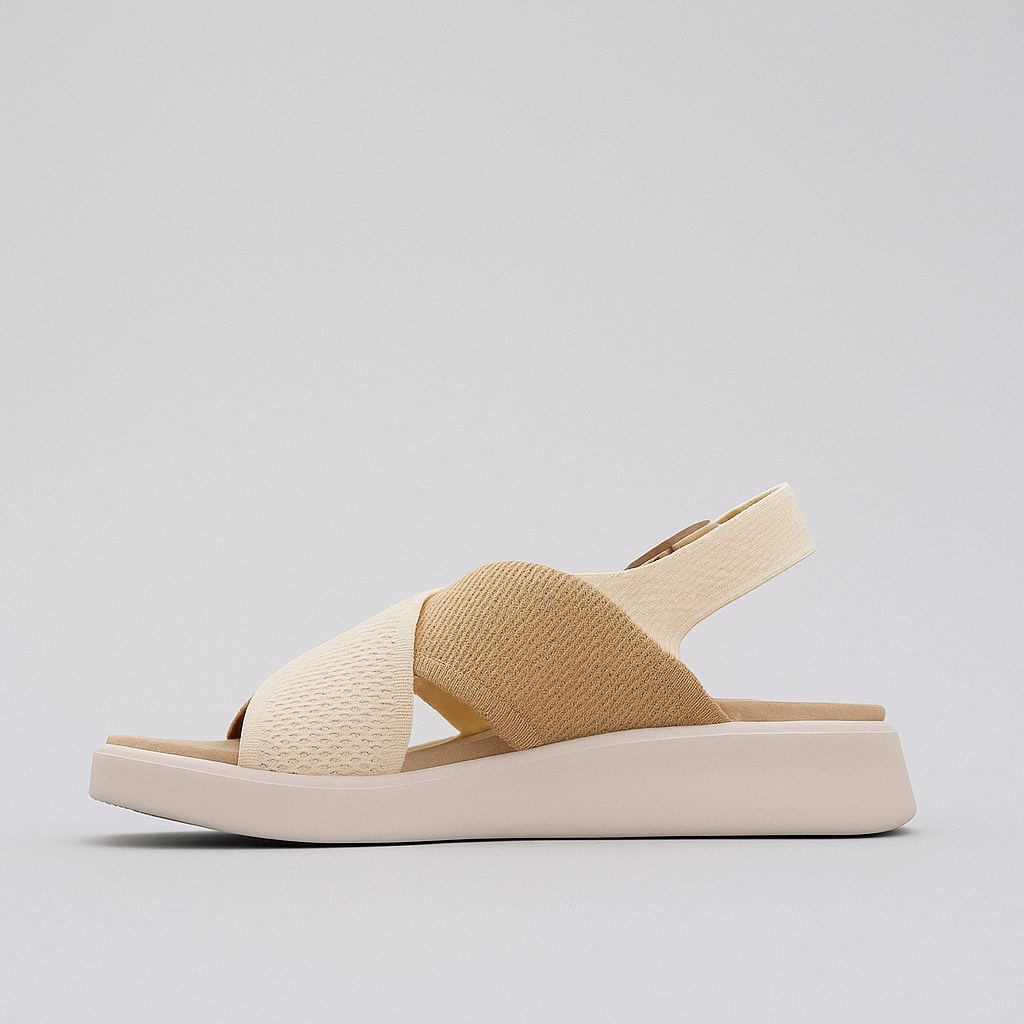 Los Cabos Bogota ivory slingback sandals with beige straps and open toe design, suitable for casual or dressy occasions.
