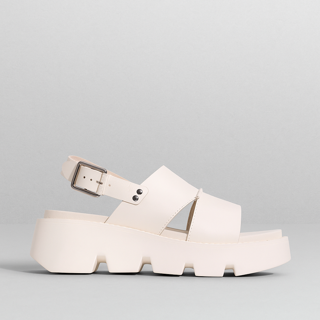 Eos Kaily Bone platform sandals with chunky straps and open toe design, displayed on a white background.