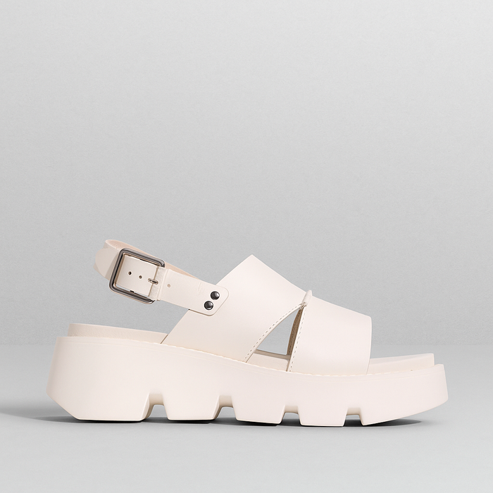 Eos Kaily Bone platform sandals with chunky straps and open toe design, displayed on a white background.