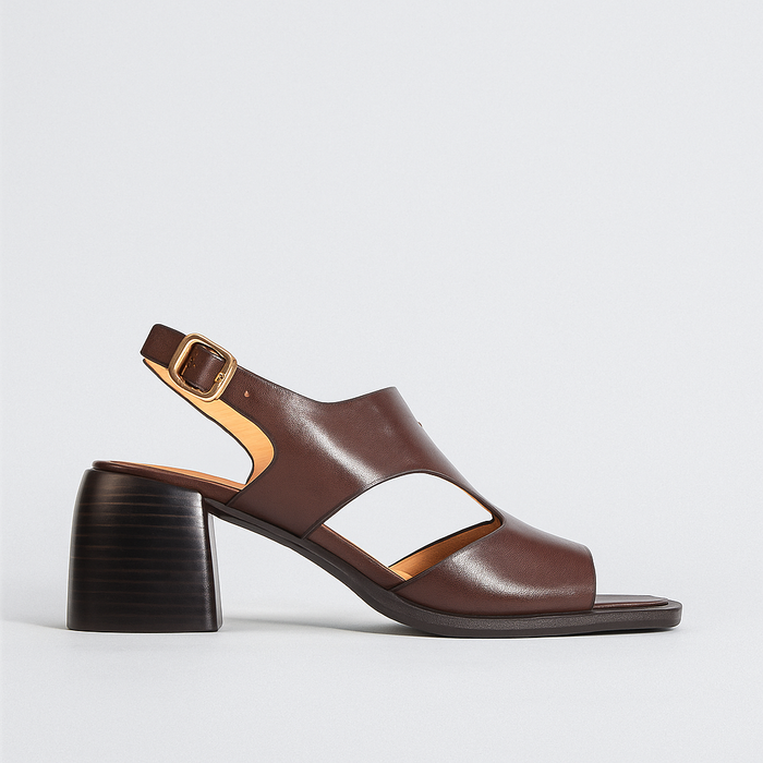 Eos Isora Chestnut sandals with brown leather straps and open toe design, stylish footwear for casual wear.