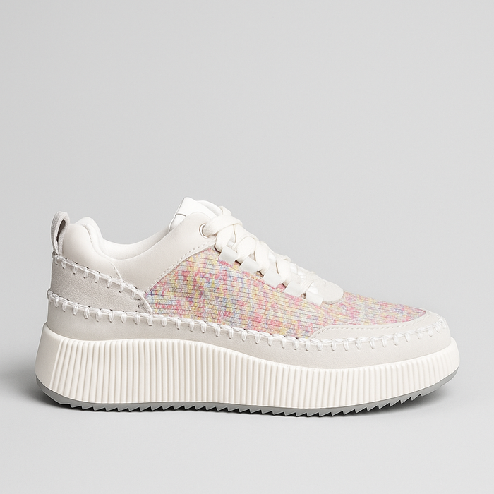 Le Sansa beige multi sneakers with stylish design, featuring a sleek silhouette and modern details, perfect for casual wear.