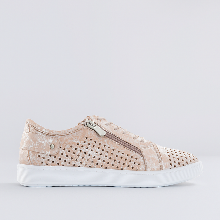CABELLO EG17 taupe print sneakers on grey background, showing stylish casual footwear with printed design and comfortable fit.