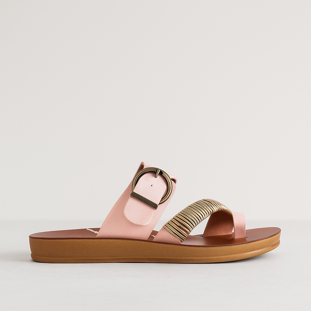 Los Cabos Bria pink slip-on sandals with a sleek design and comfortable fit, displayed on a neutral background.