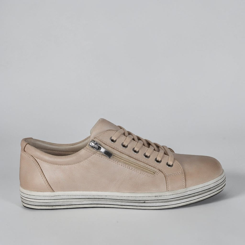 CABELLO Unity Stone sneakers with stylish gray and white design, featuring textured fabric and lace-up closure.