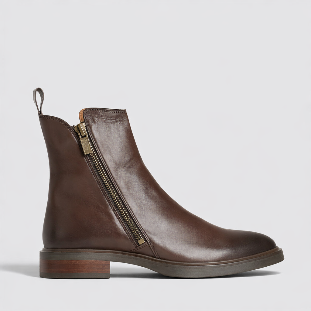 EOS Blaine Chestnut boots featuring sleek leather design and lace-up front, perfect for stylish everyday wear.
