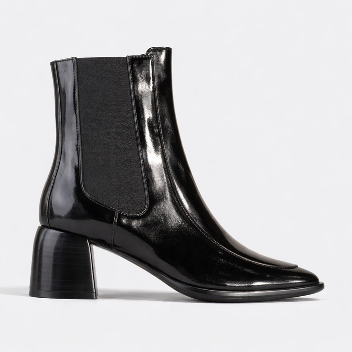 Eos Charcoal Black boots with sleek design and lace-up front, stylish footwear for casual or formal wear.