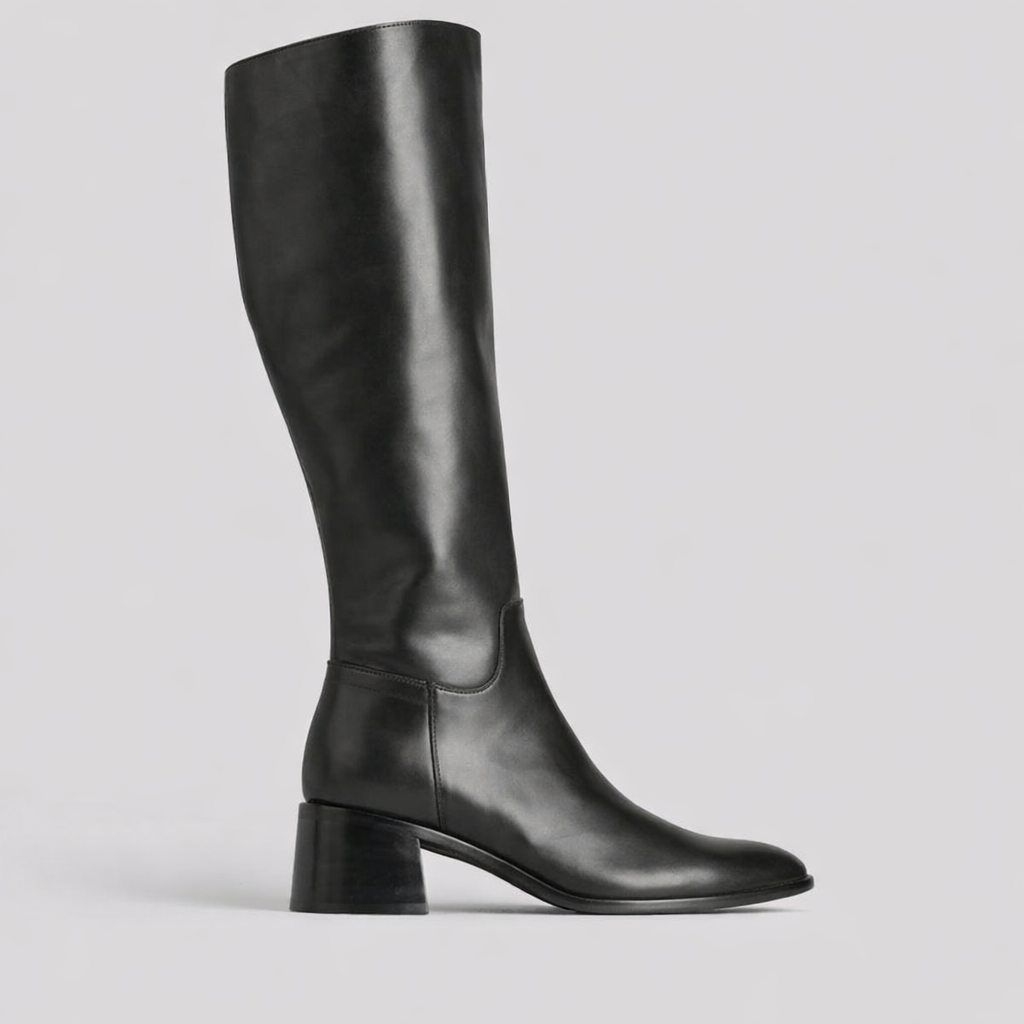 Eos Wyoming Black high boots with a sleek design, durable black leather, and stylish ankle-length silhouette.