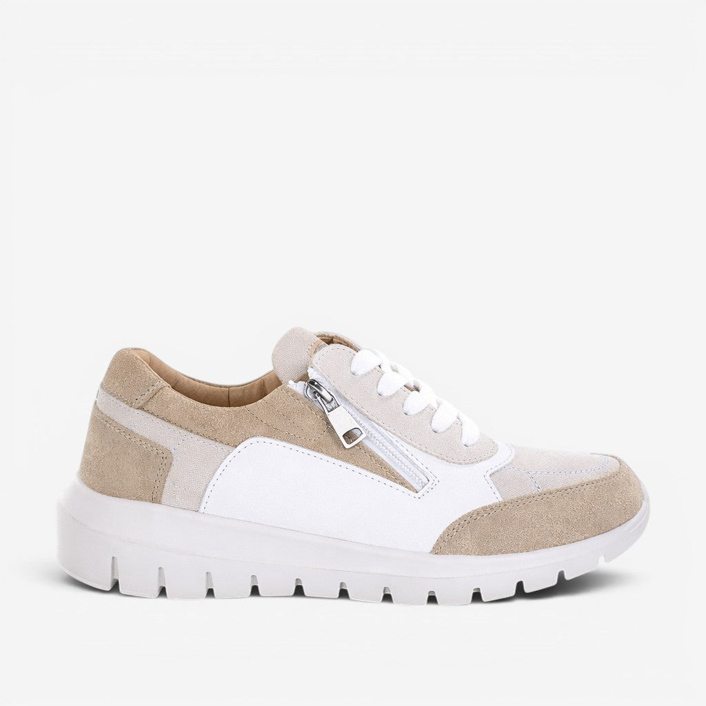 LE SANSA Ryder white blush sneakers with sleek design and white blush accents, showcasing the stylish casual footwear.