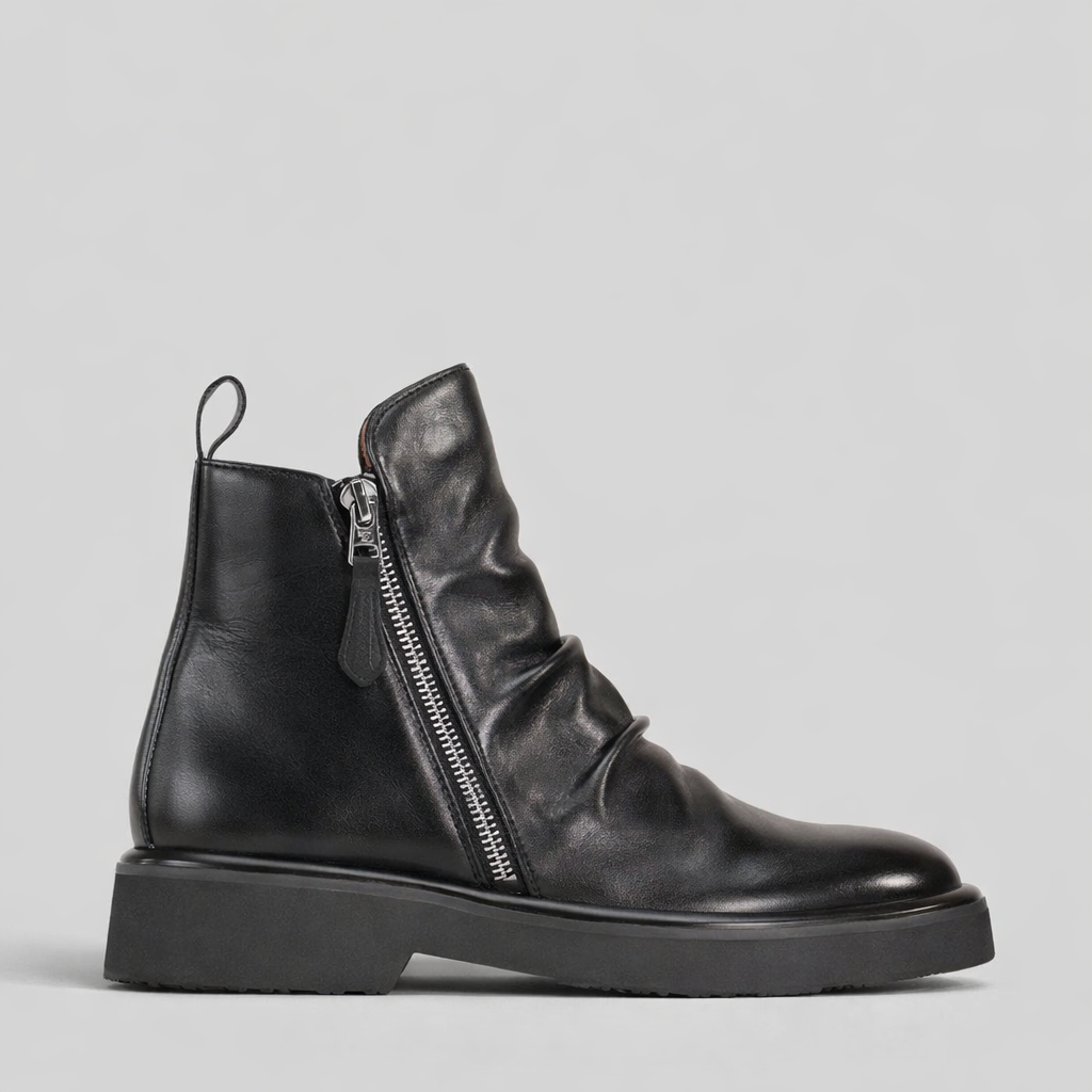 Eos Theona Black boots featuring sleek design and ankle-high style, perfect for casual or dressy outfits.