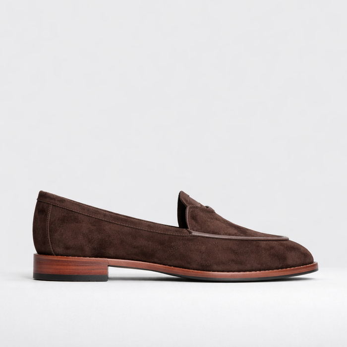 Eos Phea Cocoa loafers in brown leather with slip-on design and stitching details, stylish footwear for casual and formal wear.