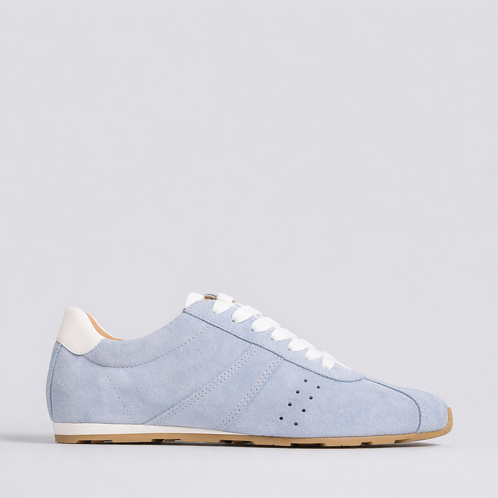 Light blue EOS JAS sneakers with stylish design, featuring light grey background for a modern look.