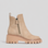 Los Cabos Vianne taupe boots with chunky heels and ankle-length design, featuring smooth leather and stylish stitching details.