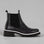 Black LE SANSA ELBY boots displayed on a light grey background, featuring sleek design and stylish ankle-high silhouette.