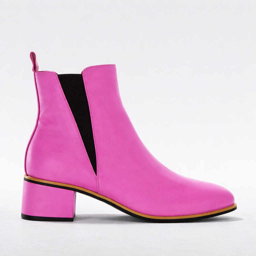 LE SANSA hot pink ring boots with chunky soles and stylish design, perfect for trendy fashion statements.