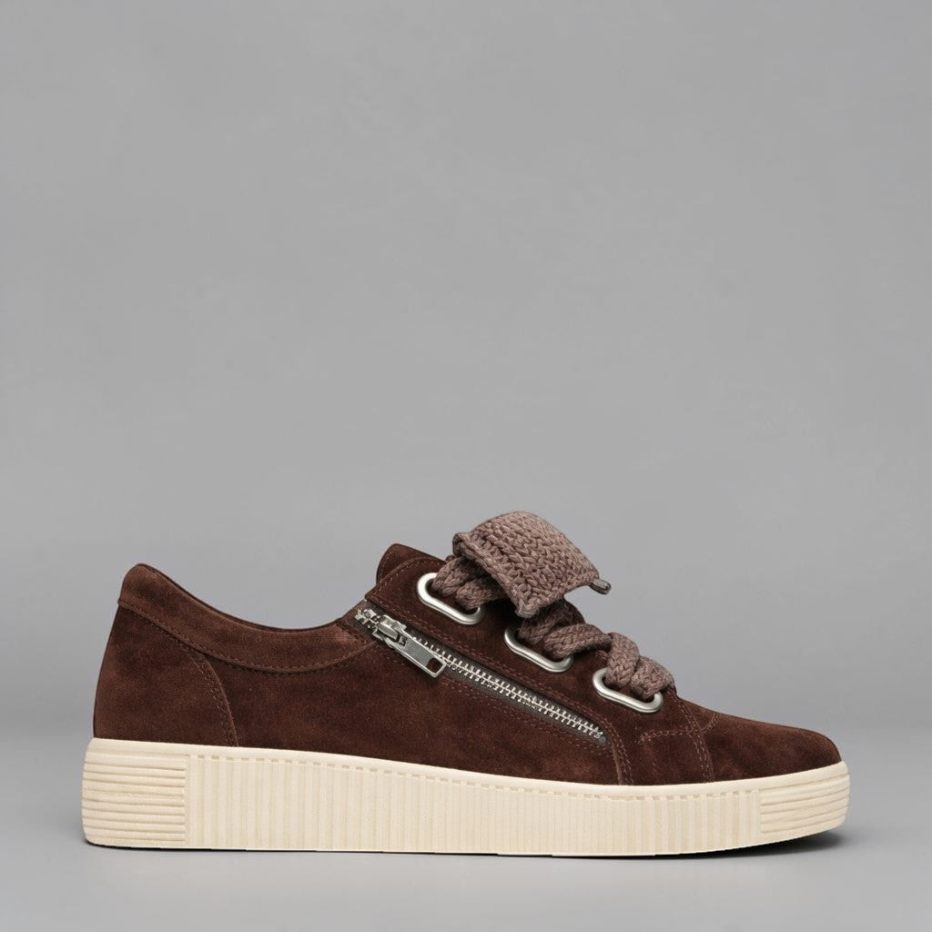 EOS Jovi Chestnut Suede Sneakers, stylish brown casual shoes with suede finish and white rubber sole, for everyday wear.
