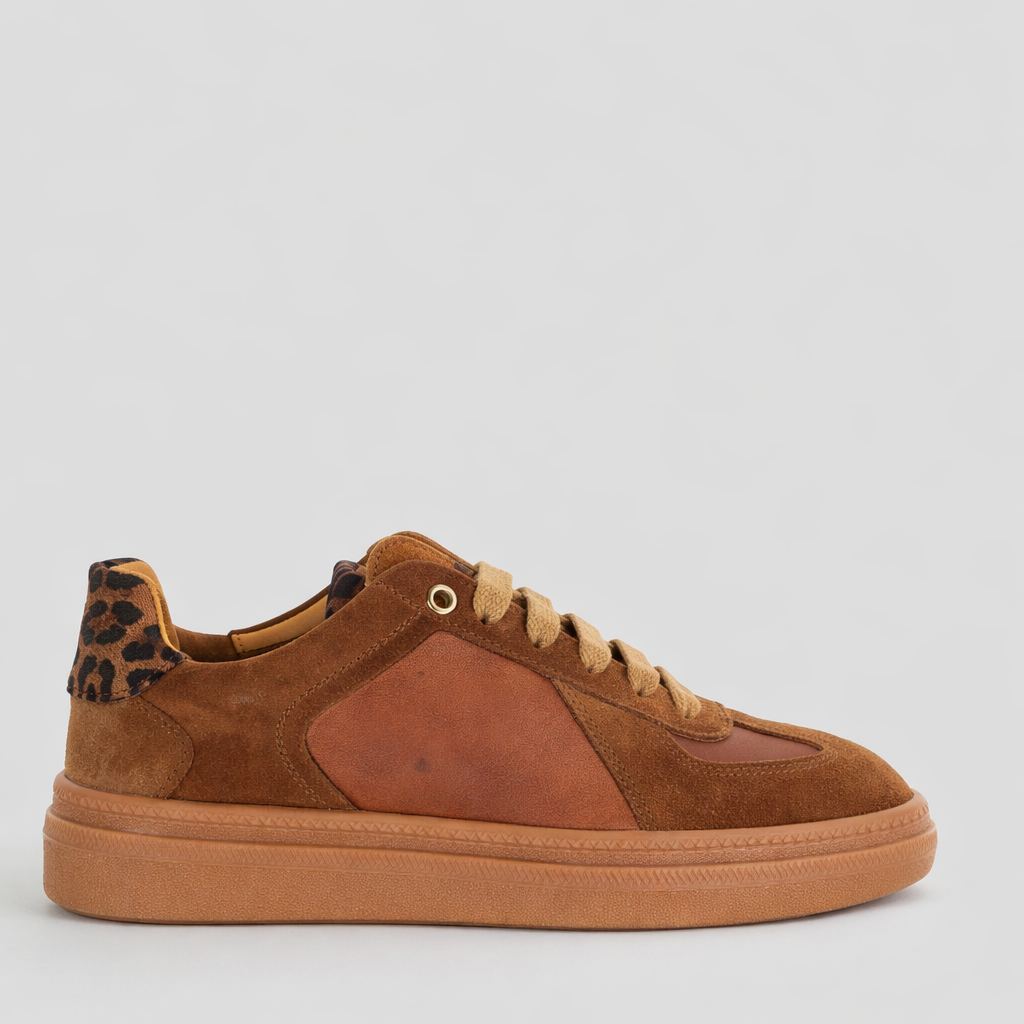 CABELLO ESLYN TAN sneakers with beige and brown accents, stylish casual footwear for women, featuring a comfortable design.