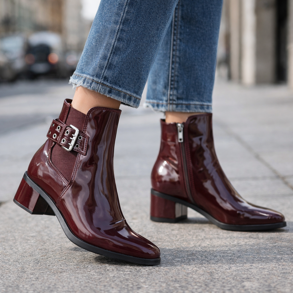 LE SANSA Romy Merlot boots featuring stylish, fashionable ankle design in rich merlot color with sleek leather finish.