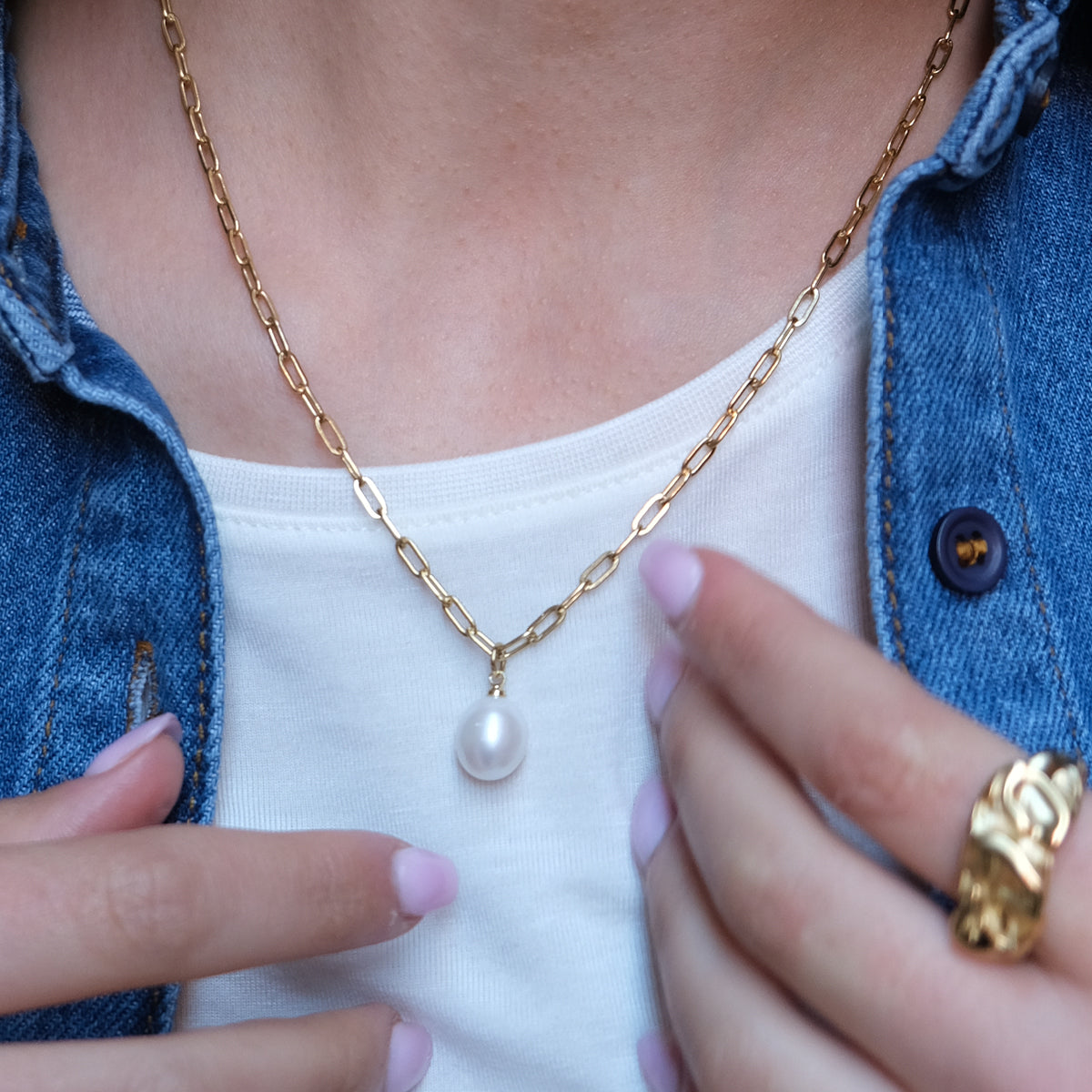 FRESHWATER PEARL PENDANT GOLD PLATED Women Necklaces - Zeke Collection NZ