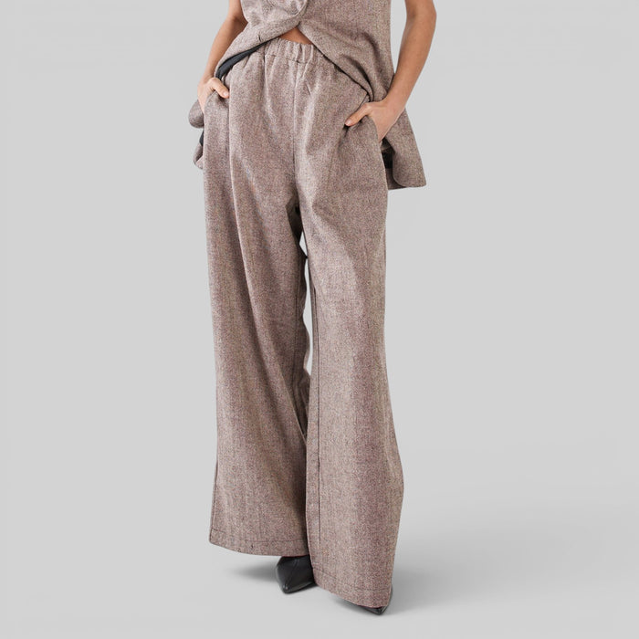 Sass Clothing Thalia pull-on pants in chocolate birdseye fabric, stylish and comfortable trousers for everyday wear.