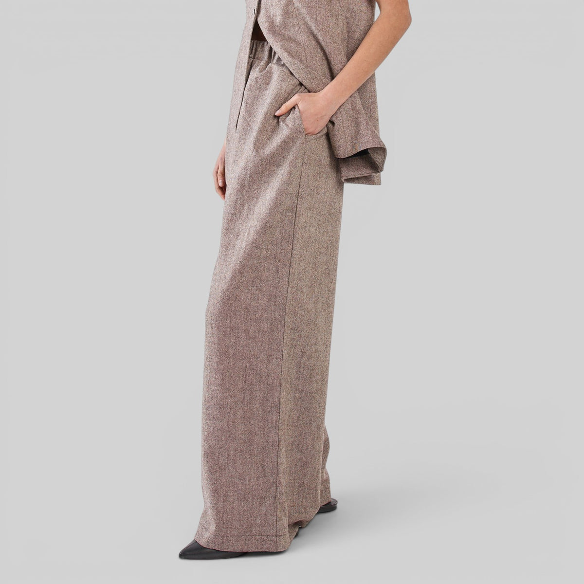 Sass Clothing Thalia pull-on pants in chocolate birdseye fabric featuring a comfortable, tailored fit and classic trouser style.