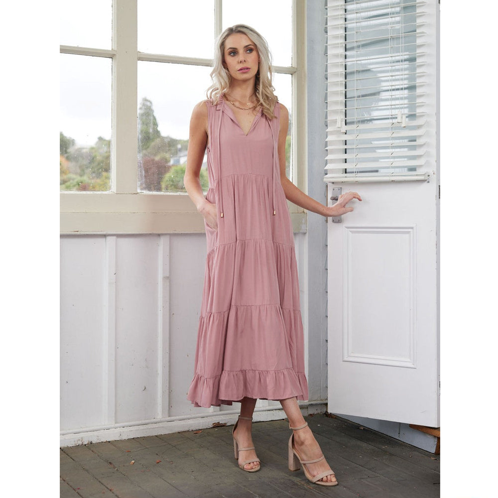Blush pink Sloane dress from Drama The Label, featuring a stylish design in the Dresses & Jumpsuits category.