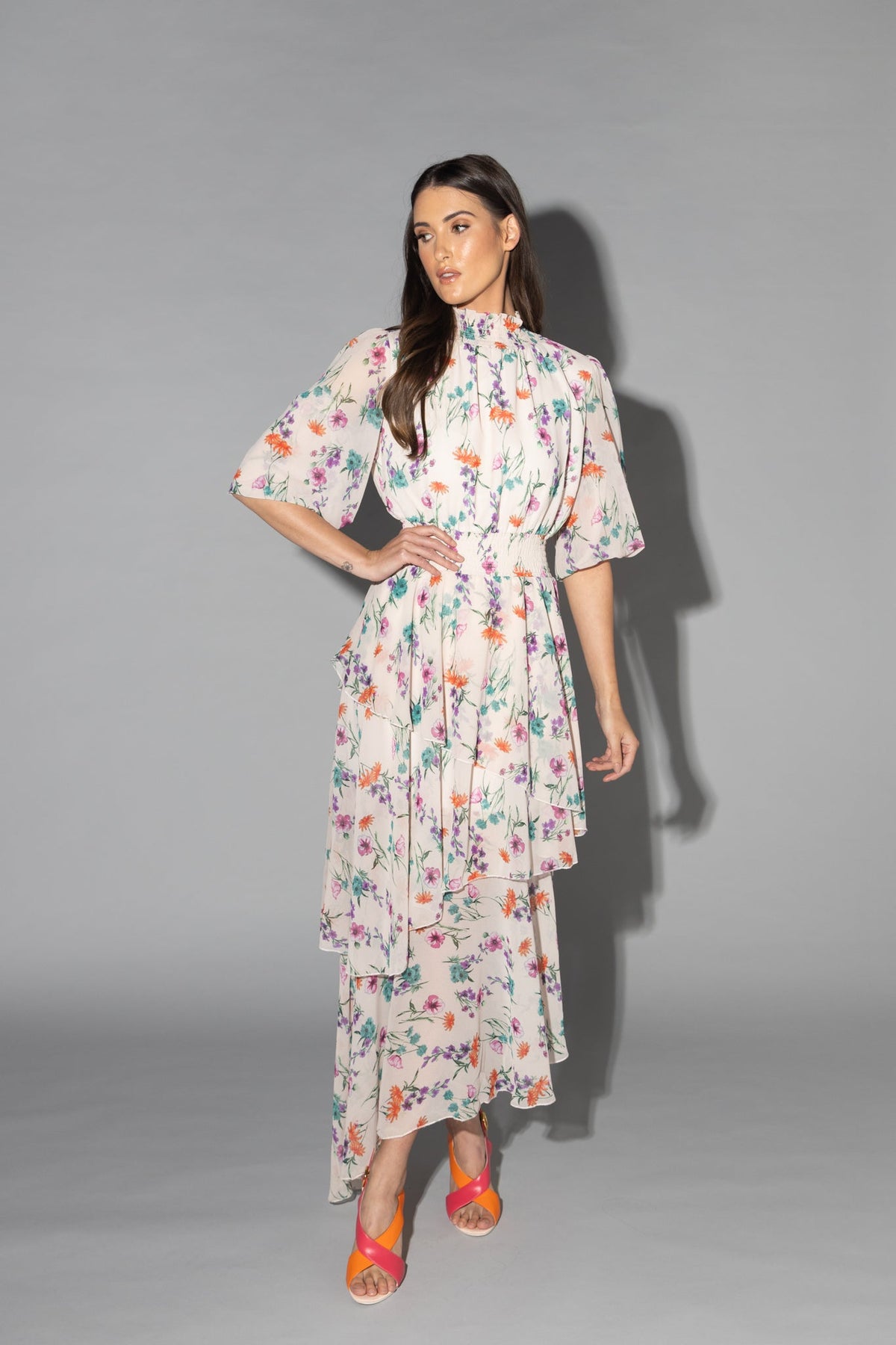 Drama The Label Eden Dress from the Summer Garden collection, featuring a floral print and lightweight fabric.