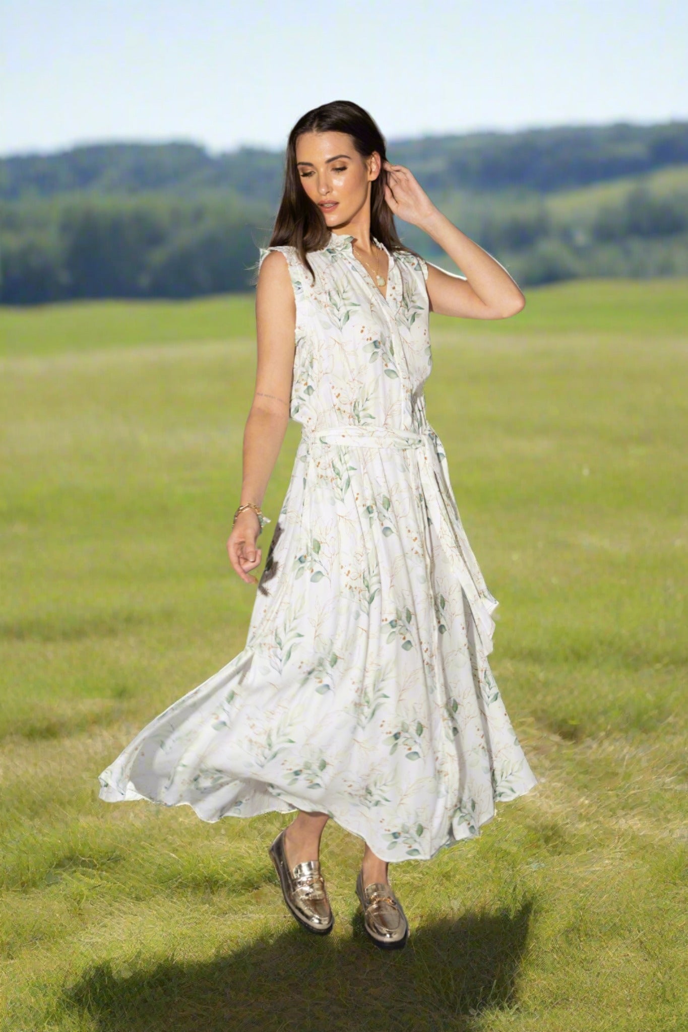 Drama The Label Briar Dress spring collection, lightweight dress with floral pattern and flowy design.