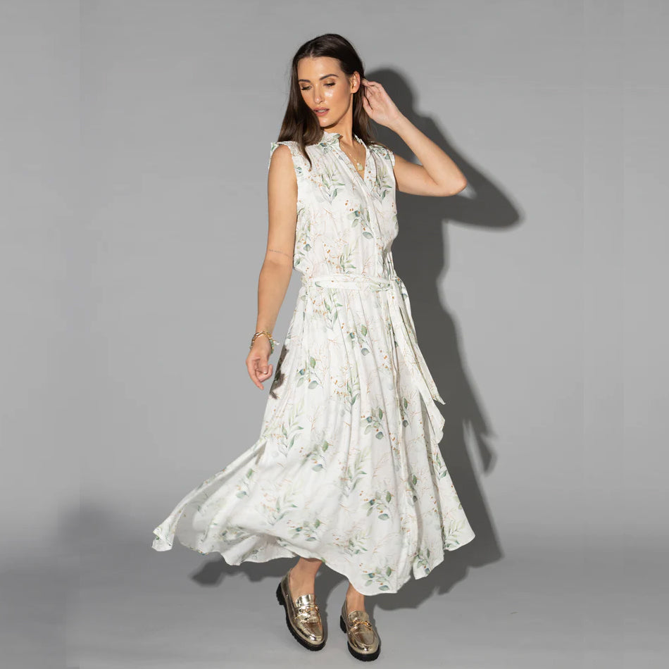 Drama The Label Briar Dress in spring style, featuring a flowy silhouette and floral pattern, perfect for warm-weather wear.