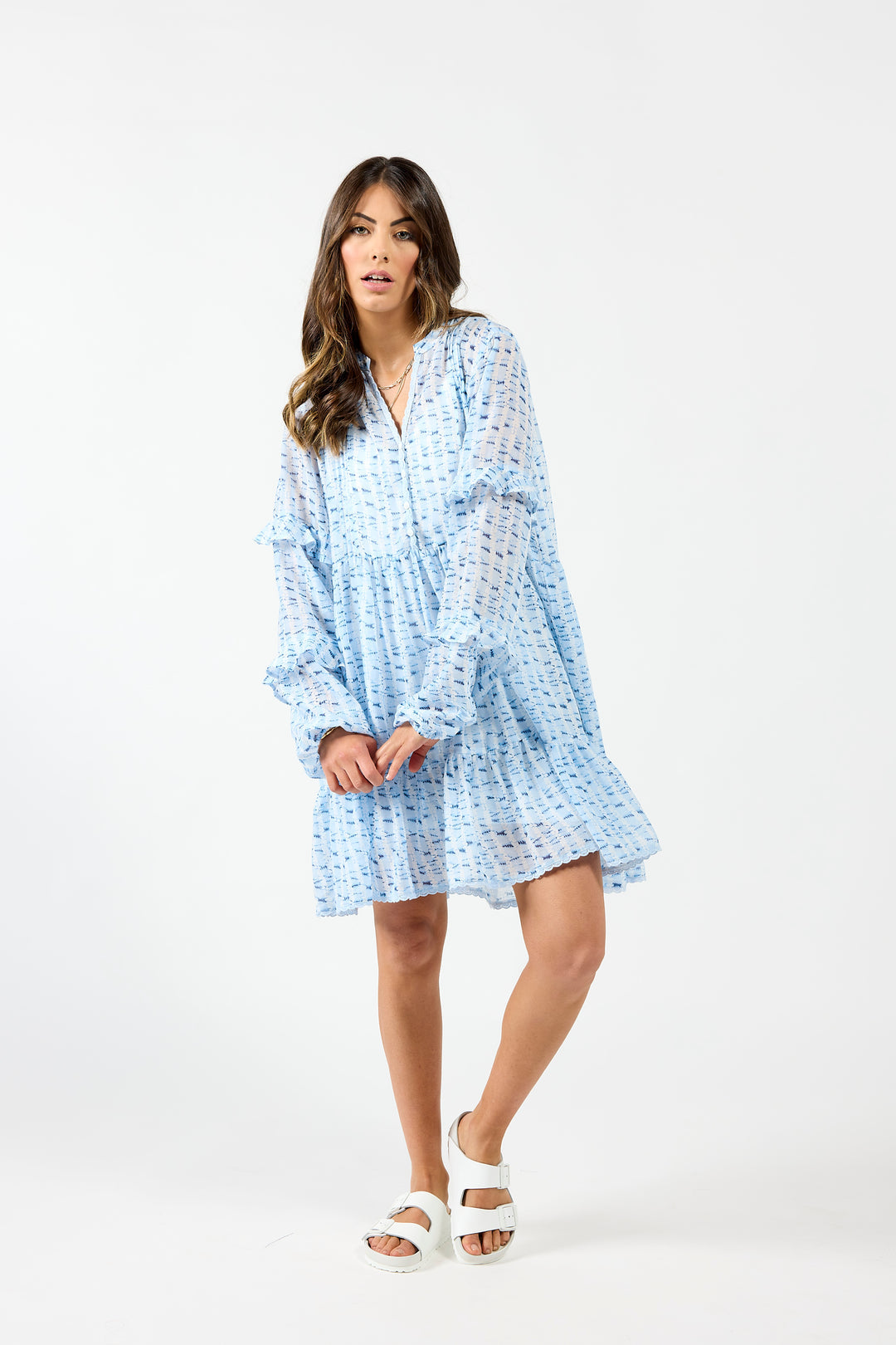 Blue Mykonos dress by Drama The Label featuring a stylish, flowy design perfect for warm-weather occasions.