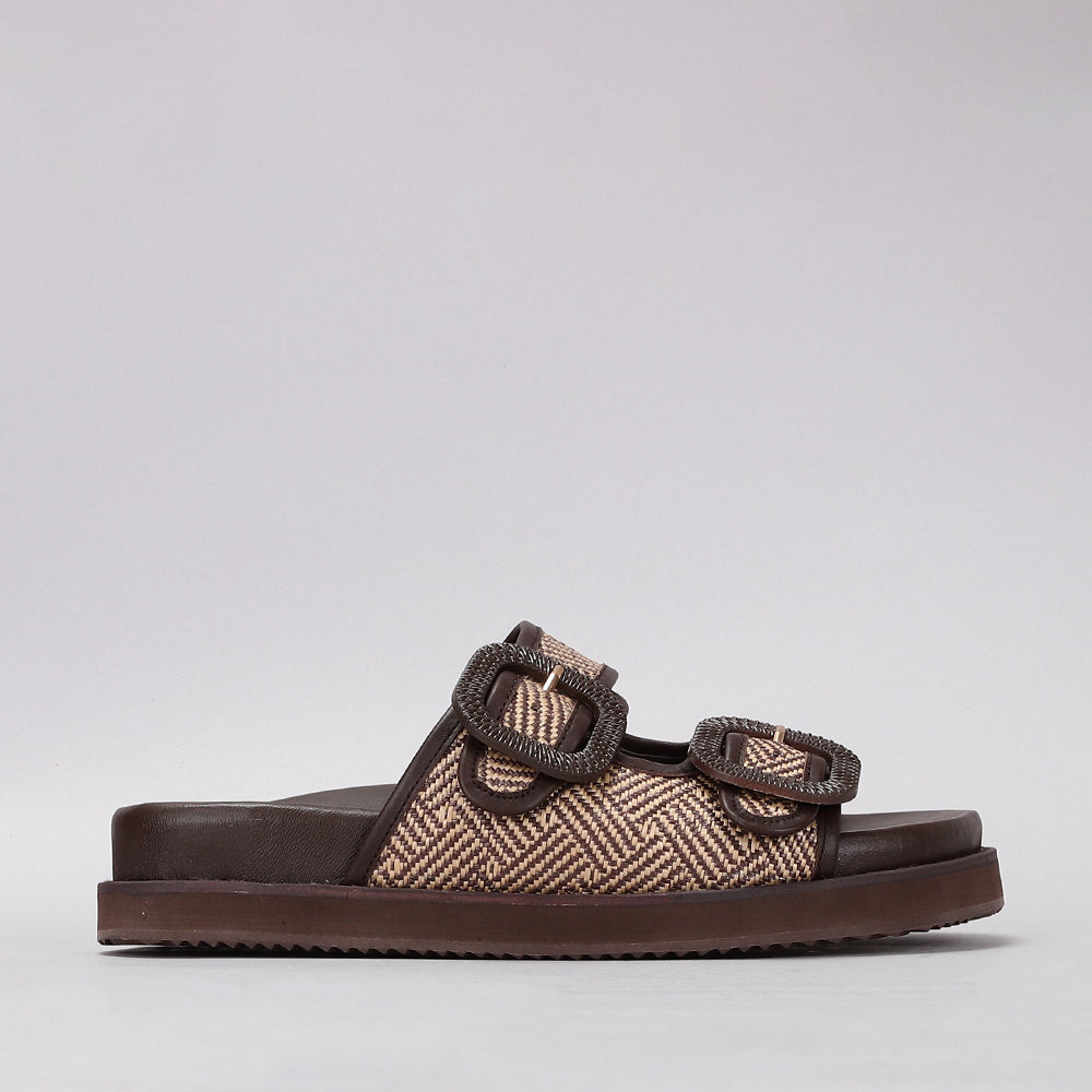Naked Arches Harriet chocolate flats with rounded toe and sleek design, featuring a smooth chocolate brown finish.
