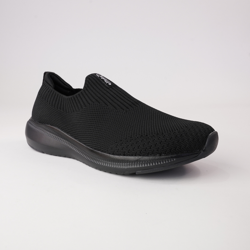Black Cabello CABELLO STRIDE sneakers with sleek design and white sole, showcased from a side angle.