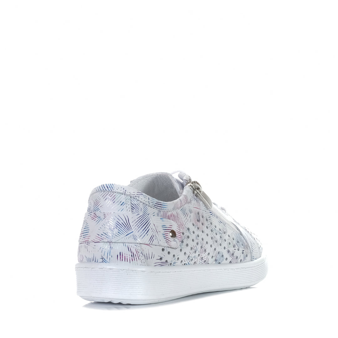 White printed Cabello EG17 sneakers with stylish design and comfortable fit, shown from a side view.