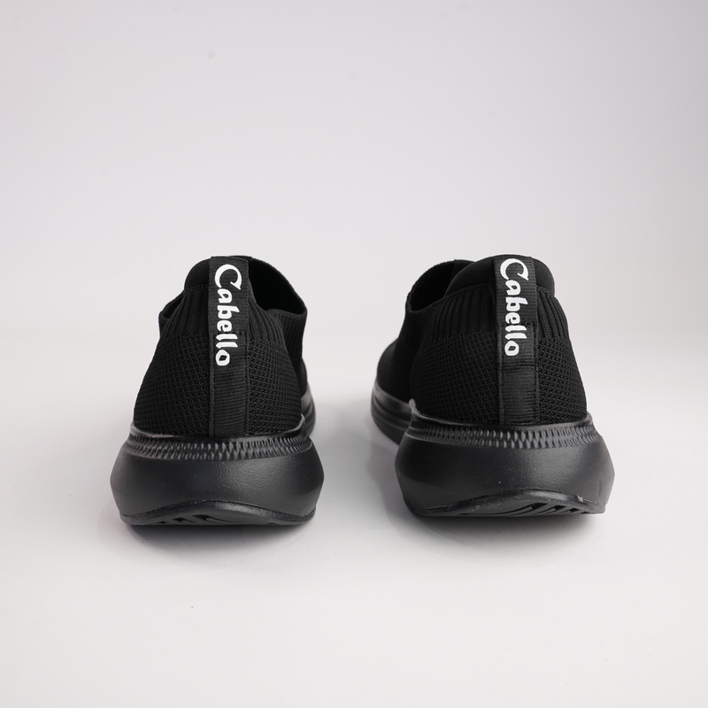 Black Cabello Cabello Stride Jet Sneakers with sleek design and white sole, perfect for casual wear and athletic style.