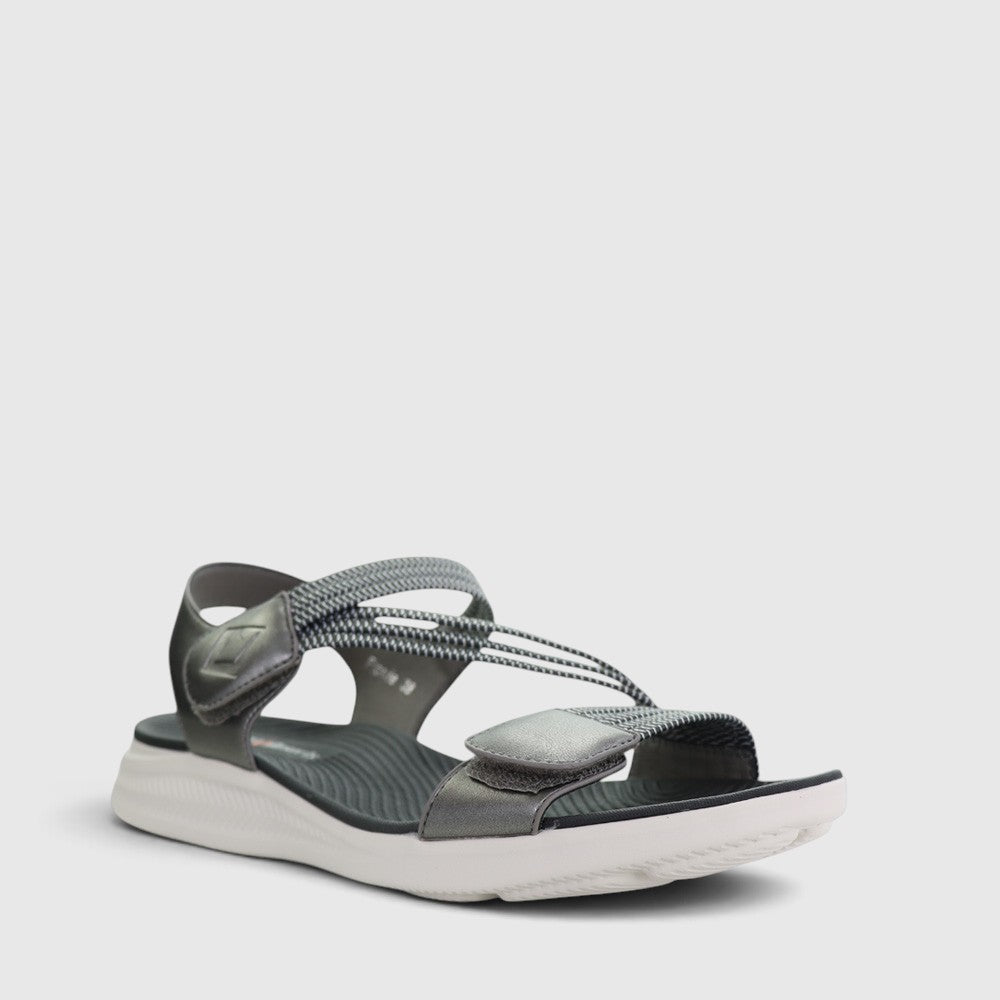 CC Resorts Florrie pewter sandals featuring open-toe design and ankle straps, perfect for casual summer wear.