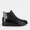 Black LE SANSA Rally Pony boots with sturdy leather design and ankle height, featuring detailed stitching and rugged sole.