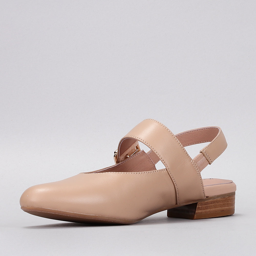 Naked Arches Yoko Sandals featuring tan leather straps and flat sole, casual slip-on style for everyday wear.