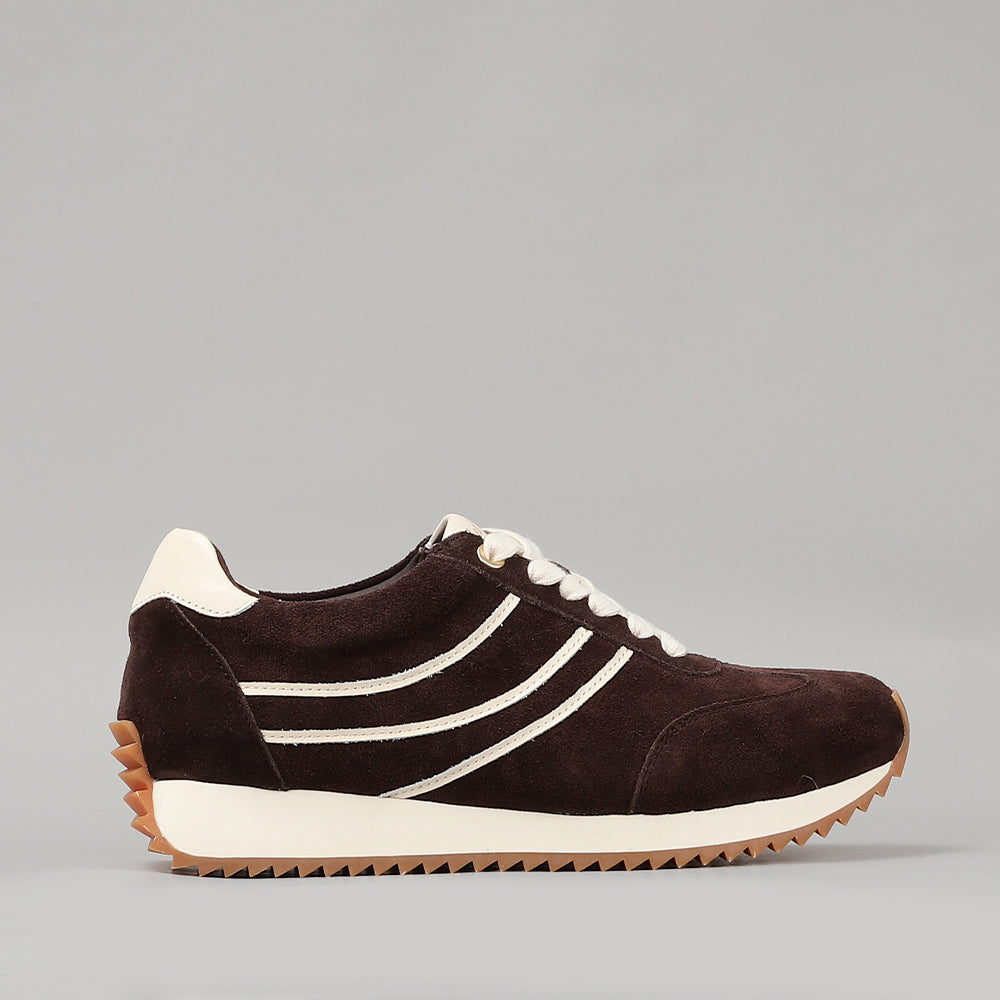 Naked Arches Wednesday Chocolate sneakers in brown with white soles, showcasing stylish casual footwear for everyday wear.