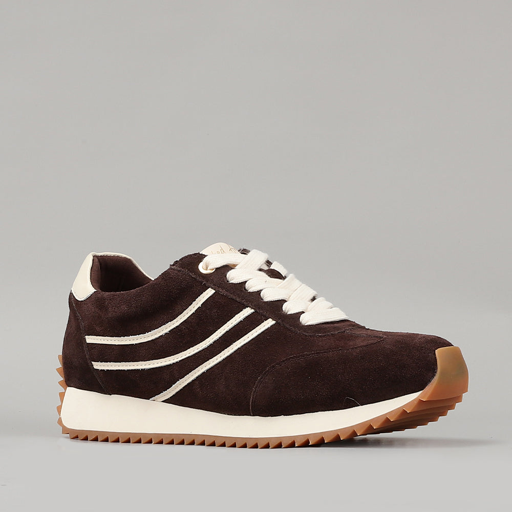 Naked Arches Wednesday chocolate sneakers with brown and beige tones, showcasing stylish casual footwear from Naked Arches.