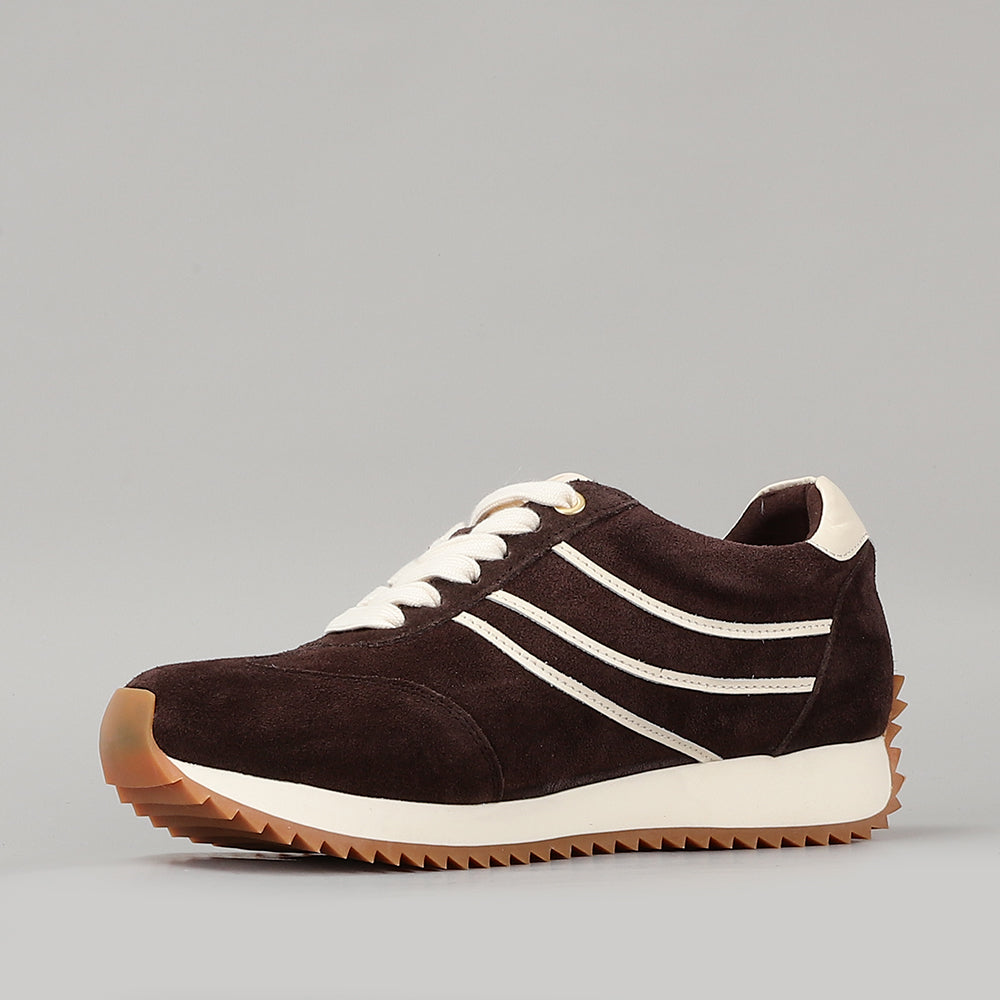 Naked Arches Wednesday Chocolate sneakers featuring a sleek design with chocolate brown and neutral tones, casual athletic footwear.