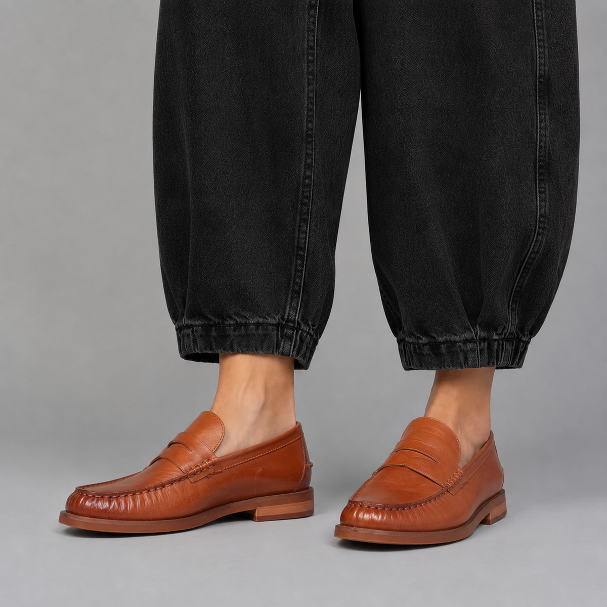 Eos Forte Brandy loafers in brown leather with sleek design and stitching, showcasing stylish footwear by Eos.