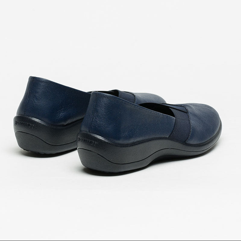 Arcopedico Acadia navy ballet flats featuring a sleek design and comfortable slip-on style, perfect for everyday wear.