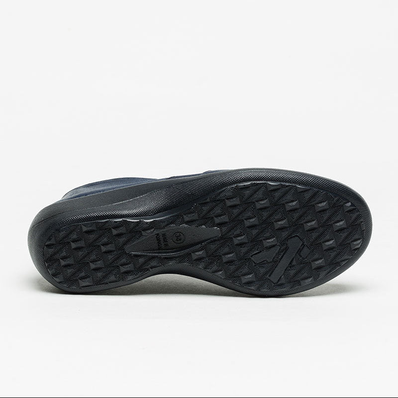 Navy Arcopedico Acadia ballet flats with rounded toes and soft, flexible material, designed for comfortable everyday wear.