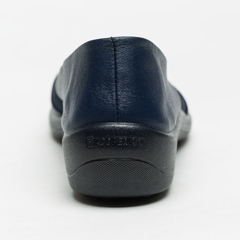 Navy Arcopedico Acadia ballet flats with rounded toe and comfortable slip-on design, made for everyday wear.