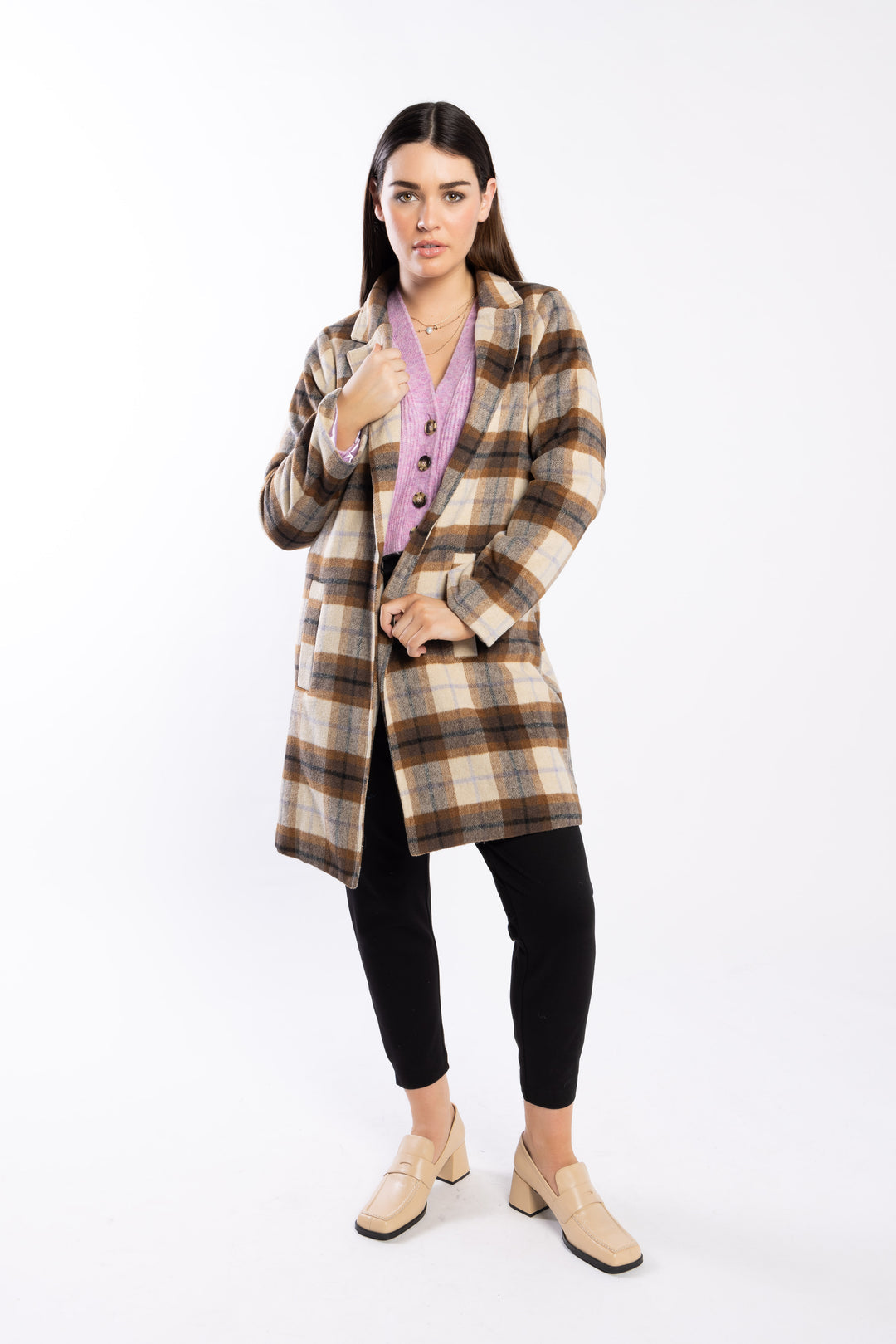 DRAMA THE LABEL GLACIER COAT AUTUMN CHECK Women Blazers, Jackets & Coats - Zeke Collection NZ