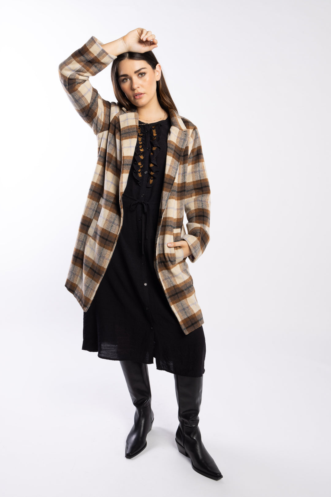 DRAMA THE LABEL GLACIER COAT AUTUMN CHECK Women Blazers, Jackets & Coats - Zeke Collection NZ