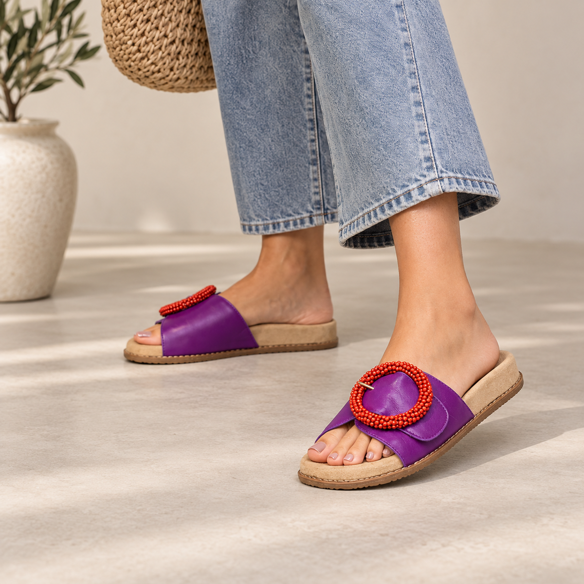 Naked Arches Zoya Purple slip-on shoes with vibrant purple color and sleek design, displayed on a plain background.