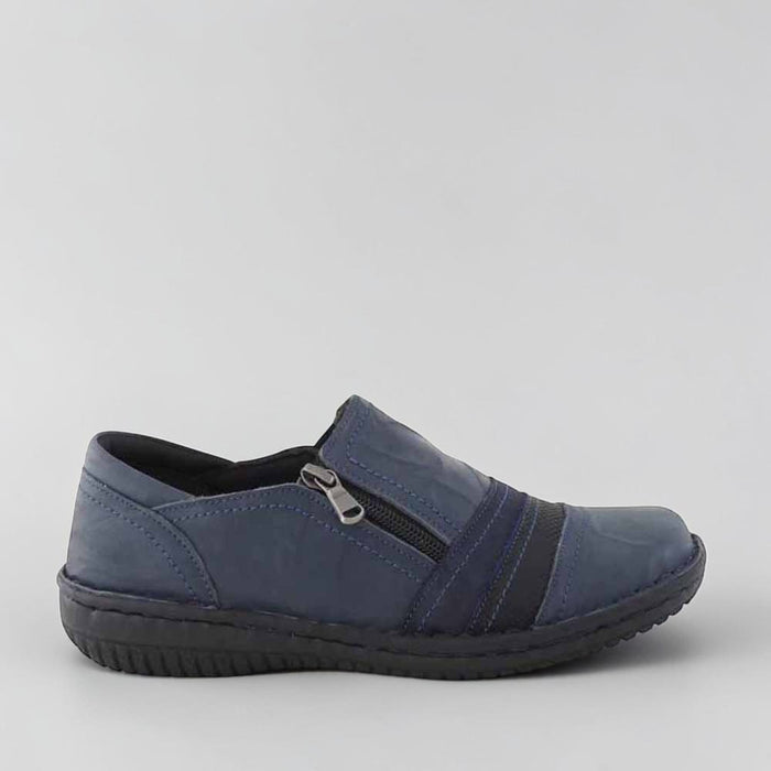 CABELLO Navy Crinkle Boots with textured fabric, ankle-high design, and lace-up front for stylish winter footwear.