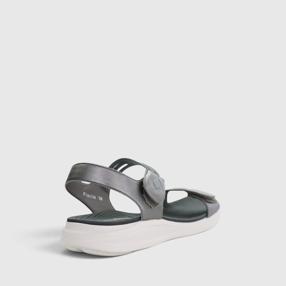 CC Resorts Florrie Pewter sandals featuring metallic straps and open-toe design, perfect for casual summer wear.