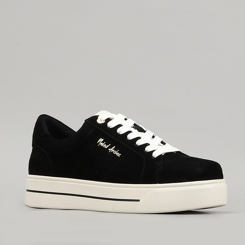 Naked Arches Azealia black sneakers with sleek black design, lace-up closure, and modern athletic style.