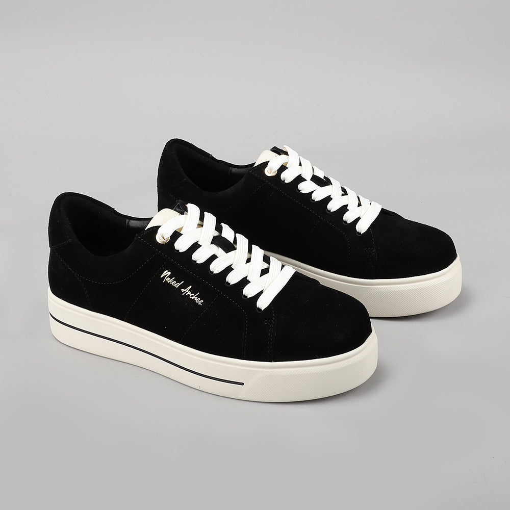 Black Naked Arches Azealia sneakers with sleek design and lace-up front, featuring a modern, stylish look.